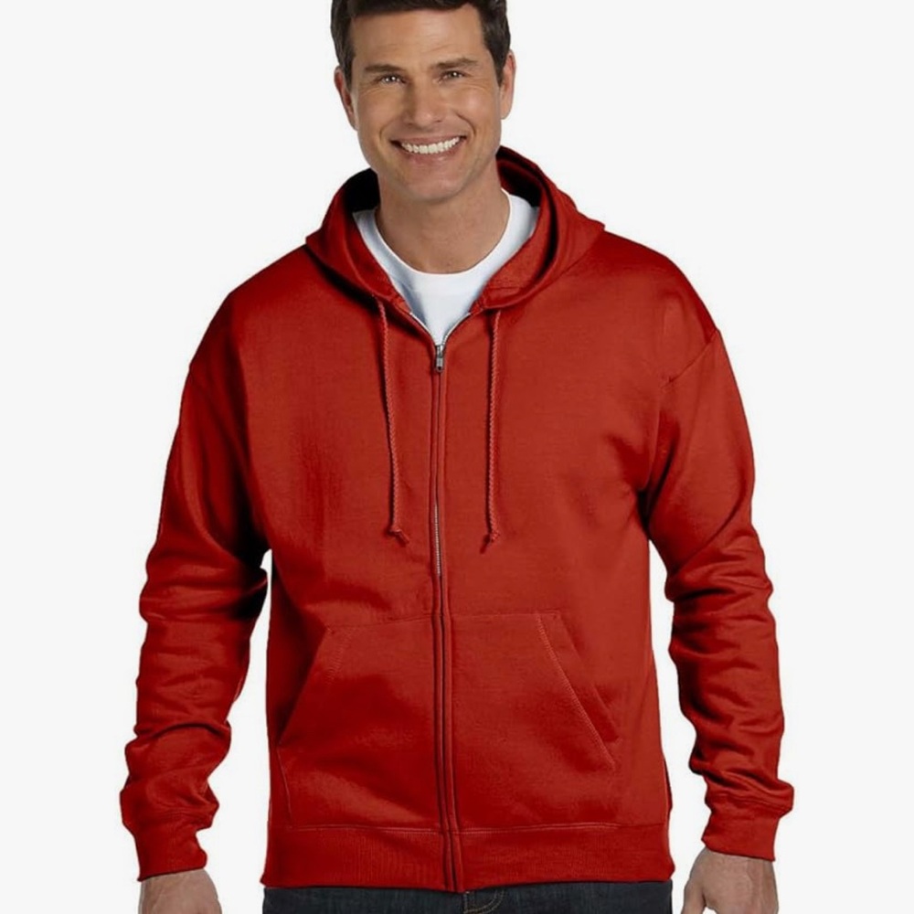 NEW Hanes Men's Red Zip-Up Hoodie Warm Holidays 3XL